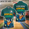 BlueJose Shark Bowling Chill Customized Name, Team Name 3D Shirt (4 Colors)