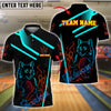 BlueJose Bowling Neon Wolf Flame Strike Customized Name, Team Name 3D Shirt (4 Colors)
