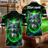 BlueJose Billiards 8 Ball Fire Alpha Wolf Personalized Name Shirt (4 Colors)