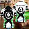 BlueJose Billiards 8 Ball Athletic Racing Speed Lines Personalized Name Shirt (4 Colors)