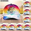BlueJose Fishing Vibrant Sunset Personalized Cap (13 Breeds)