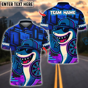BlueJose Darts Shark Graffiti Style Customized Name, Team Name 3D Shirt (4 Colors)