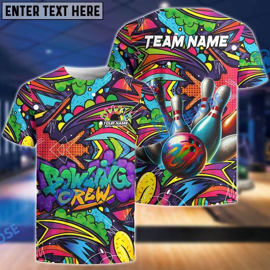 BlueJoses Bowling Graffiti Crew Customized Name, Team Name 3D Shirt