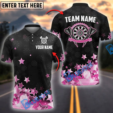 BlueJose Darts Star Glam Dartboard Personalized Name, Team Name Shirt (4 Colors)