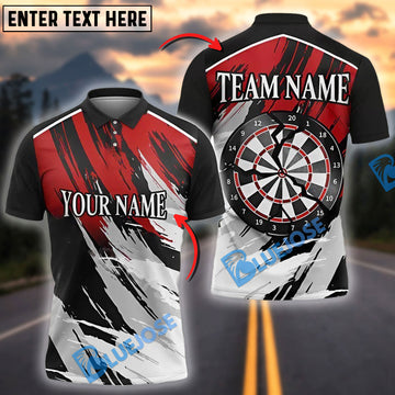 BlueJose Darts Grunge Target Strike Brush Style Personalized Name, Team Name Shirt (4 Colors)