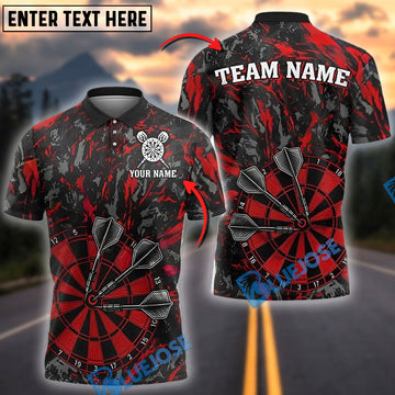 BlueJose Darts Black Marble Target Bullseye Personalized Name, Team Name Shirt (4 Colors)