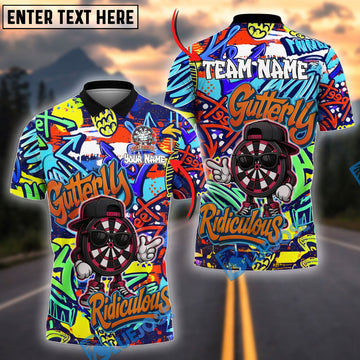 BlueJose Darts Graffiti Funny Gutterly Ridiculous Personalized Name, Team Name Shirt (4 Colors)