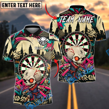 BlueJose Darts Samurai Skull Graffiti City Style Personalized Name Shirt