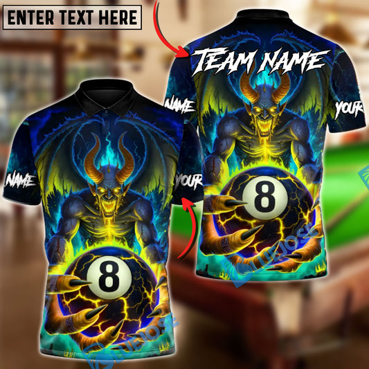 BlueJose Billiards Ball 8 The Final Shot of the Black Devil Customized Name, Team Name 3D Shirt (4 Colors)