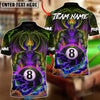 BlueJose Billiards Ball 8 The Final Shot of the Black Devil Customized Name, Team Name 3D Shirt (4 Colors)