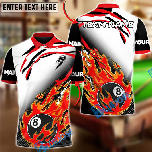 BlueJose Billiards Ball 8 Lightning Break Inferno Customized Name, Team Name 3D Shirt (4 Colors)