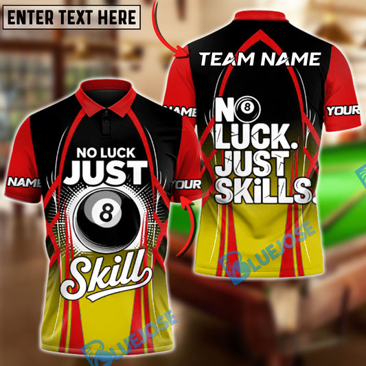 BlueJose Billiards Ball 8 Precision No Luck Customized Name, Team Name 3D Shirt (4 Colors)