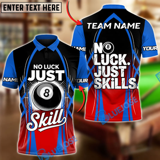 BlueJose Billiards Ball 8 Precision No Luck Customized Name, Team Name 3D Shirt (4 Colors)