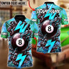 BlueJose Billiards Ball 8 Power Break Lightning Customized Name, Team Name 3D Shirt (4 Colors)