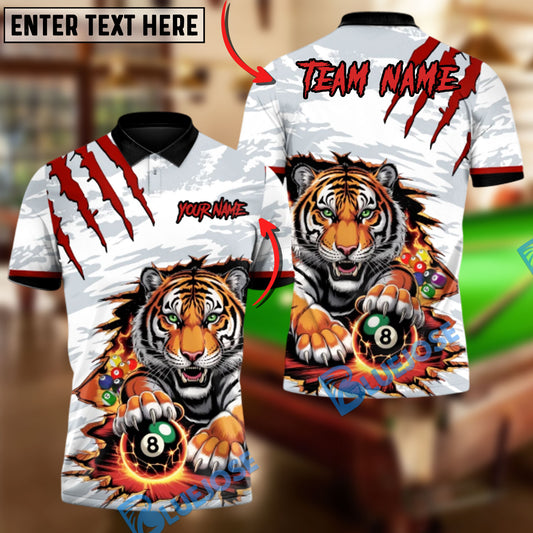 BlueJose Billiards Ball 8 Tiger Dominion Customized Name, Team Name 3D Shirt (4 Colors)