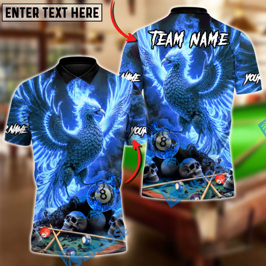 BlueJose Billiards Ball 8 Death & Rebirth Phoenix Customized Name, Team Name 3D Shirt (4 Colors)