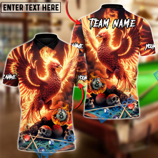BlueJose Billiards Ball 8 Death & Rebirth Phoenix Customized Name, Team Name 3D Shirt (4 Colors)