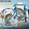 Bluejose Bass Fishing Blue Camo White Pattern Sport Custom Name & Team Name 3D Shirts