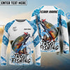 Bluejose Trout Fishing Blue Camo White Pattern Sport Custom Name & Team Name 3D Shirts