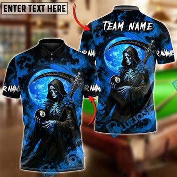 BlueJose Billiards 8 Ball Underworld Skeleton Gothic Rose Personalized Name Shirt (4 Colors)