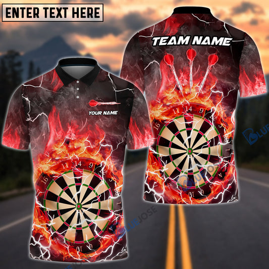 BlueJose Darts Fire Colorful Rays Of Light Premium Personalized Name, Team Name Shirt (6 Colors)