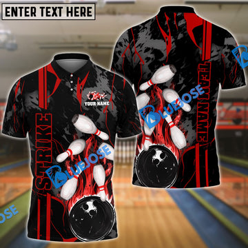 BlueJoses Bowling And Pins Strike The Blood Multicolor Customized Name 3D Shirt ( 4 Colors )