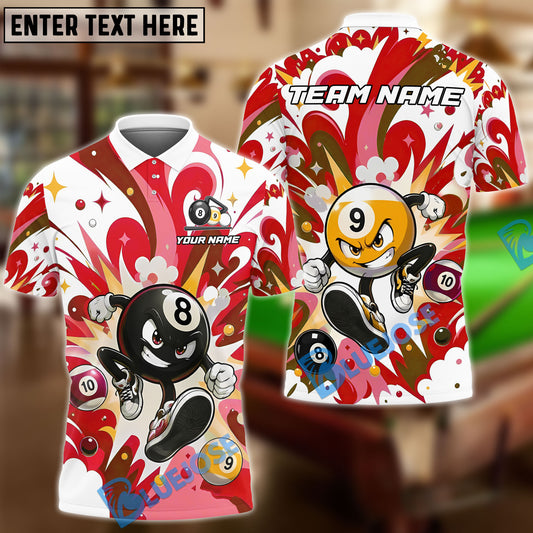 BlueJose Billiards 8 Ball & 9 Ball Fighting Explosion Personalized Name Shirt (4 Colors)