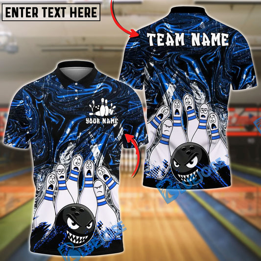 BlueJose Bowling And Pins Angry Ball vs Screaming Pins 2 Customized Name 3D Shirt (4 Colors)