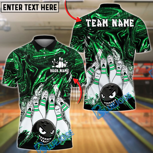 BlueJose Bowling And Pins Angry Ball vs Screaming Pins 2 Customized Name 3D Shirt (4 Colors)
