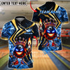 BlueJose Bowling And Pins King Ball With Crown Customized Name 3D Shirt (4 Colors)