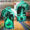 BlueJose Bowling And Pins Fire & Smoke Design Customized Name 3D Shirt (4 Colors)