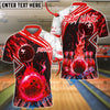 BlueJose Bowling And Pins Fire & Smoke Design Customized Name 3D Shirt (4 Colors)
