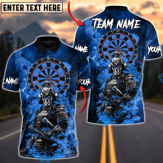 BlueJose Darts Skull Samurai of the Scarlet Board Multicolor Options Personalized Name Shirt (4 Colors)