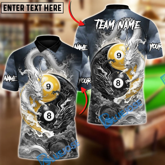 BlueJoses Billiards Ball 8 & 9  Celestial Yin Dragon Customized Name, Team Name 3D Shirt
