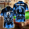 BlueJose Billiards Ball 8 Pool Skull Fire Personalized Name Shirt (4 Colors)