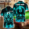 BlueJose Billiards Ball 8 Pool Skull Fire Personalized Name Shirt (4 Colors)