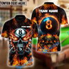 BlueJose Billiards Ball 8 Pool Skull Fire Personalized Name Shirt (4 Colors)