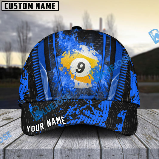 BlueJose Billiards Ball 9 Abstract Grunge Texture Personalized Name Cap (5 Colors)