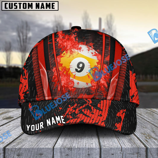 BlueJose Billiards Ball 9 Abstract Grunge Texture Personalized Name Cap (5 Colors)