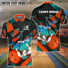 BlueJose Bowling And Pins Colorful Flame Throw Customized Name 3D Shirt (4 Colors)