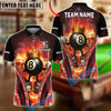 BlueJose Billiards Flaming Crown 8 Ball With Beer Design Personalized Name, Team Name Unisex Shirt (4 Colors)