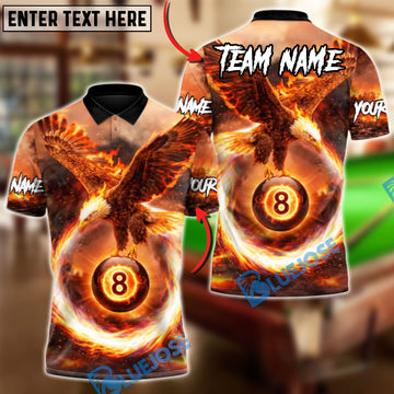 BlueJose Billiards Ball 8 Eagle Rise of the Fire King Customized Name, Team Name 3D Shirt (6 Colors)