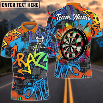 BlueJose Darts Colorful Graffiti Multicolor Options Personalized Name Shirt (4 Colors)