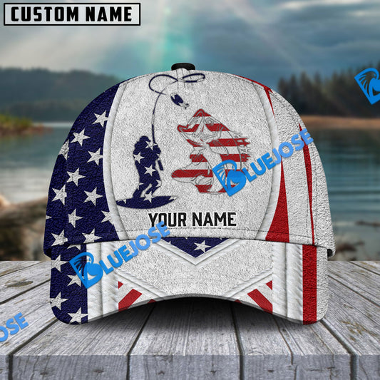 BlueJose Personalized Large Mouth Bass Fishing American Dusty Style Classic Cap