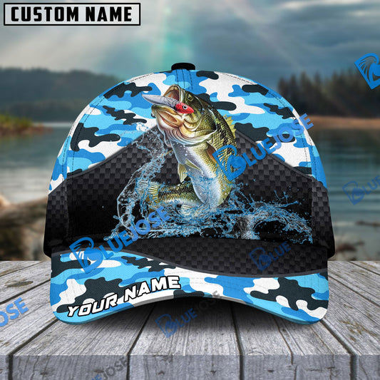 BlueJose Personalized Large Mouth Bass Fishing Blue Camo Sport Classic Cap