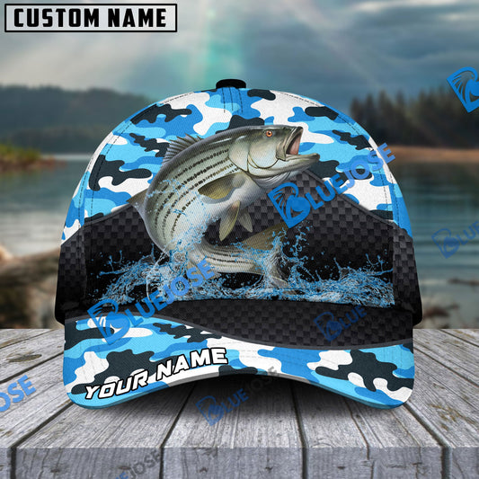 BlueJose Personalized Striped Bass Fishing Blue Camo Sport Classic Cap