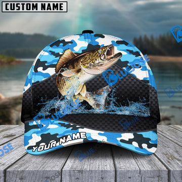 BlueJose Personalized Walleye Fishing Blue Camo Sport Classic Cap