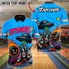 BlueJose Bowling And Pins Alien UFO Abducting Customized Name, Team Name 3D Shirt (4 Colors)