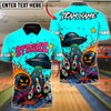 BlueJose Bowling And Pins Alien UFO Abducting Customized Name, Team Name 3D Shirt (4 Colors)