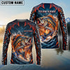 BlueJose Fishing Black Red Camo Monster Fang Bass Fire Wave Design Custom Name & Team Name 3D Shirts (12 Breeds)